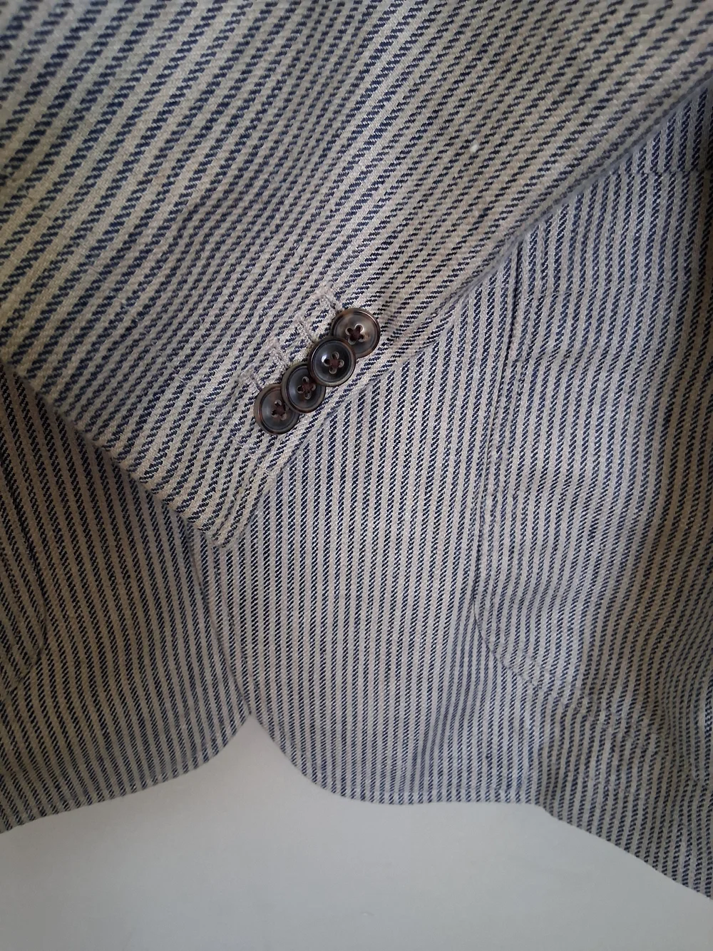 Banana Republic Light Gray and White Striped Blazer